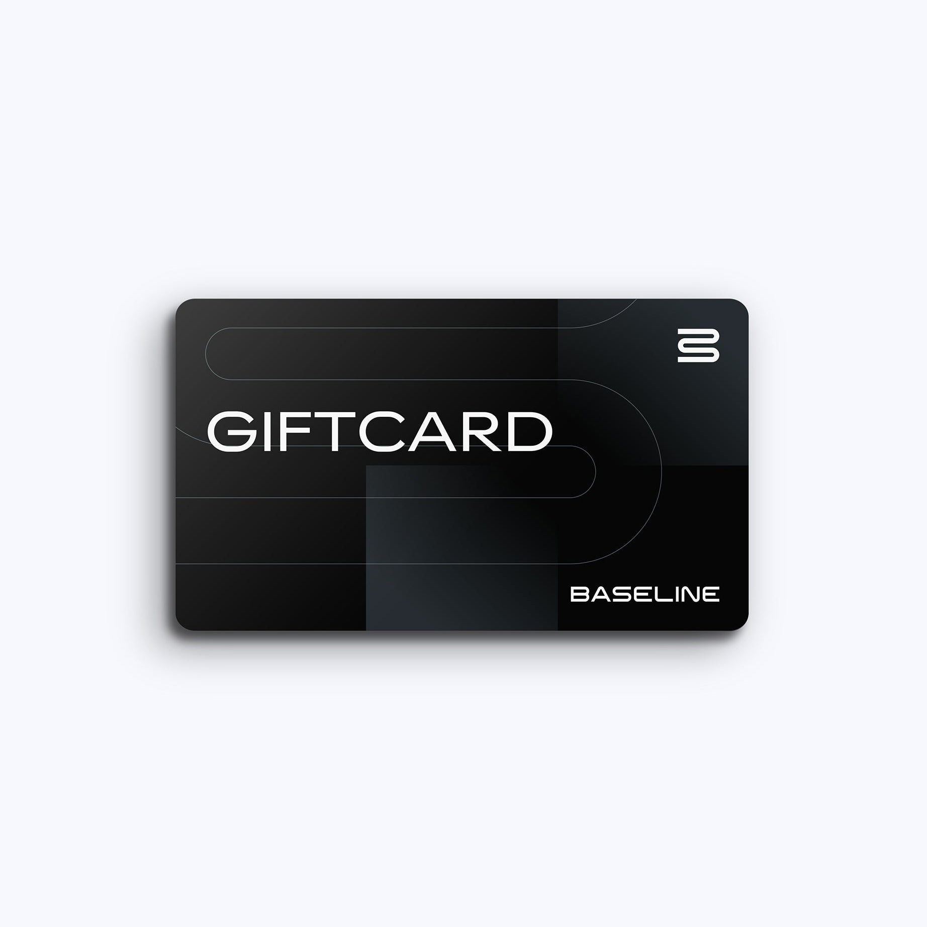 Black plastic gift card mockup with modern design and white text on light background